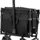 Happybuy Collapsible Wagon Cart, 120L & 225LBS Folding Utility Wagon with All-Terrain Wheels, Heavy Duty Outdoor Cart with Adjustable Handle, Portable Beach & Garden Cart, Black