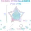 10PCS Iridescent Laser Star Foil Balloons, Transparent Laser Foil Stars Shape Balloons, 18 Inch Colorful Stars Balloon Aluminum for Birthday, Baby Shower, Wedding Party Decoration