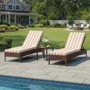 Crestlive Products Waterproof Chaise Lounge Cushions Set of 2, Fade Resistant Outdoor Patio Furniture Lounge Chair Cushion, 72" L x 21" W, Waterproof Tan on Beige