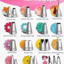 RFAQK 200PCs Cake Decorating Kit with Cake Turntable & Leveler, Baking Supplies Gift Includes 110+1 Piping Bags,55 Icing Tips,2 Frosting Spatulas, Adjustable Scraper, Video Tutorial, Booklet & more