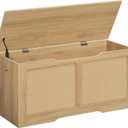 HOOBRO Storage Bench, 39.3" Toy Box, Rattan-Like Storage Chest, Sturdy Entryway Bench Supports 220 lb, Toy Chest, Safety Hinge, U-Shaped Opening, Easy Assembly, Natural NL11CW01