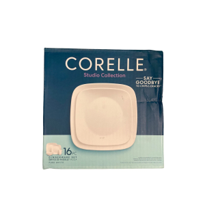 Corelle Studio PURE WHITE 16 Pcs SQUARE Dinnerware & Mugs Dish Set Vitrelle