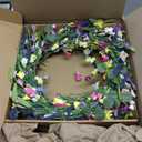 J'FLORU Spring Wreath 24 Inch Summer Wreaths for Front Door Artificial Flower Wreath with Daisy and Lavender for Indoor Outdoor and Easter Celebration