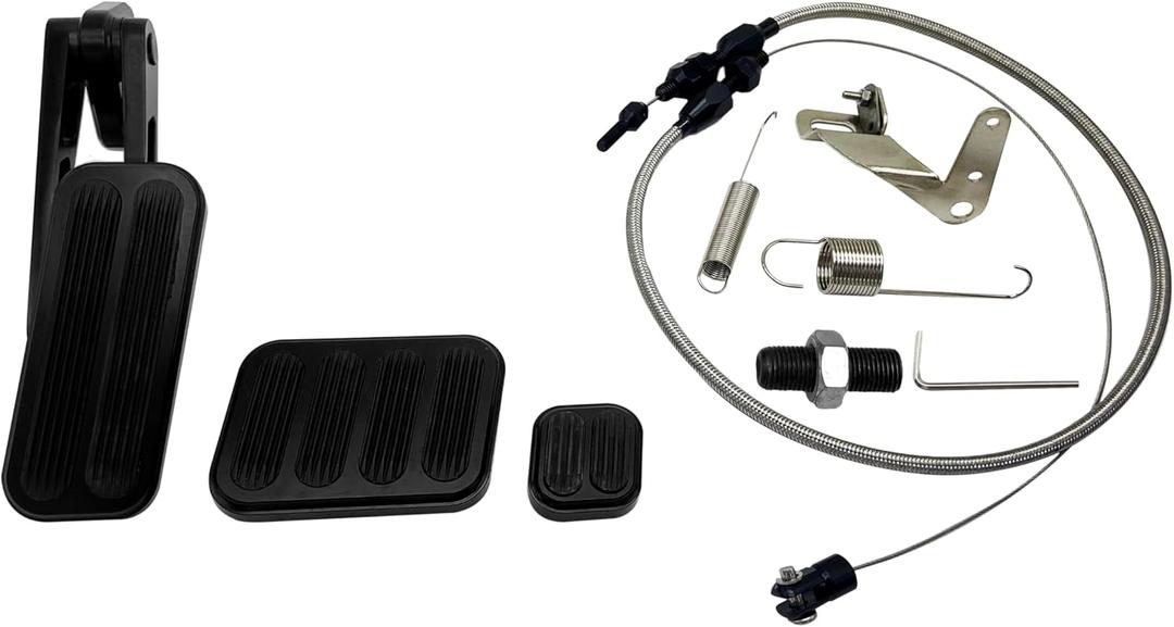 X-AVION Universal Floor Mount Throttle Pedal with 36 Throttle Cable, Return Spring Kit, Billet Aluminum Throttle Assemblies and Pedal Pads