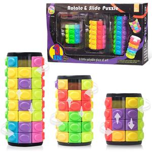 R.Y.TOYS Rotate and Slide Puzzle-Design Patent,Fidget Toys(Restore Order/Create Patterns) 8 Colors,4, 6 and 8 Layers-Detach Piece for Quick Play,Brain Teaser,Sensory Toy Gift,Easter Basket Stuffers
