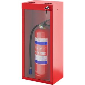 Zonon 1 Pcs Fire Extinguisher Cabinet Wall & Surface Mount Steel Cabinet Fire Extinguisher Holder Case with Handle for Indoor Outdoor, 24.75" x 10.25" W x 7" D (Red)