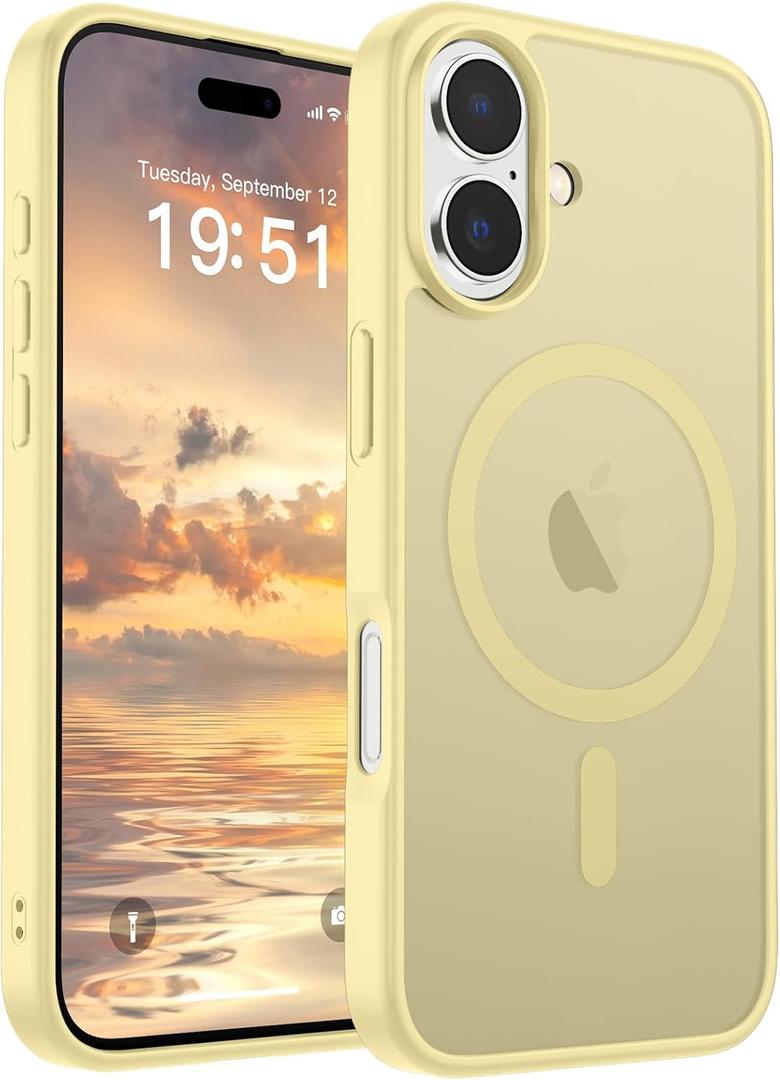 SUPFINE Magnetic for iPhone 17 Case (Compatible with MagSafe)(Military Grade Drop Protection) Translucent Matte Shockproof with Anti-Fingerprint Phone Cover 2025,Buttercream Yellow
