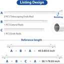 Shower Curtain Rod 45-78Inch,Tension Curtain Rods,White Shower Rods for Bathroom, Spring Tension Rod No Drilling for Window,Closet, Door (31"to 76"-1Pcs)