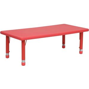 Flash Furniture 48x24 in Plastic Adjustable Rectangular Activity Table, Red
