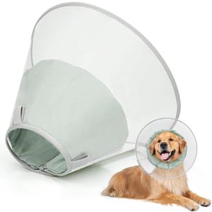 Dog Cone Collar for Recovery: Soft Elizabethan Collar Alternative to Stop Licking, Adjustable Pet Cone for Large, Medium, Small Dogs, for Surgery, Spay, Injury, Skin Treatment (M(Depth: 8.5, Girth:(10-16), Light Green)
