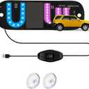 LED Light Sign for Car Windshield, LED Car Sign Decal with Suction Cups, USB Plug for Vehicle, Trucks, SUVs, Vans (Pink - Blue)