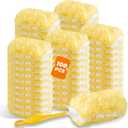 Duster Refills Compatible with Swiffer Duster Handles, 100 Count, 1 Handle | Heavy Duty Fluffy Microfiber,Disposable Dusting Pads for Cleaning Blinds, Fans, Furniture, Shelves, Unscented,Yellow