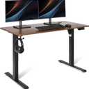 Amazon Basics Electric Standing Desk, Height Adjustable Home Office Desk with Memory Buttons and Electronic Display, 47" x 24", Black/Walnut Effect, 47" x 24" x28"-45.7''