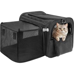 MIDOG Cat Carrier Soft for Small to Medium-Sized Cats,Up to 15 Lbs,TSA Airline Approved Soft Sided Pet Carrier,Collapsible Travel Cat Bag(Black)