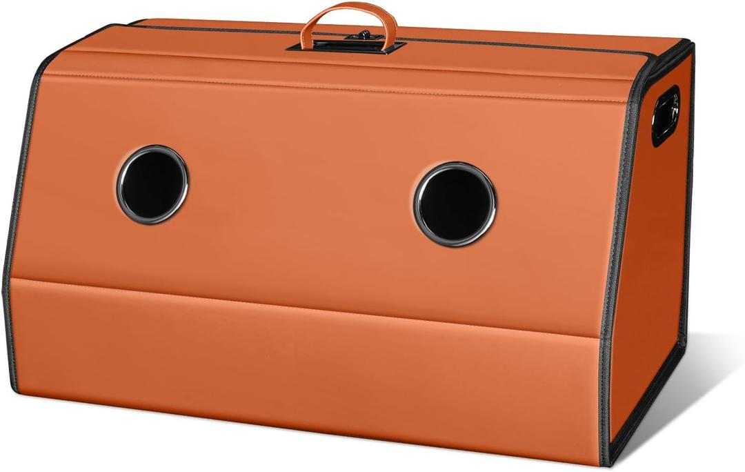 HOLDCY Car Trunk Organizer - Waterproof & Easy to Clean – Expand Your Storage Space - Adjustable Compartments and Foldable Trunk Organizer Fits Cars, SUVs, Trucks (Orange, 25.98'' x 13.77'' x 13.77'')