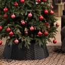 Black Christmas Tree Collar Christmas Tree Ring 28 inch Round Tree Skirt for Holiday Tree Ornaments Christmas Party Home Decorations (Simple,Large)