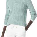 Amazon Essentials womens Soft Fisherman Cable Long-Sleeve Crewneck Sweater (Medium, Sage Green Heather)