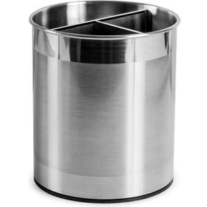 Cooler Kitchen Rotating Extra Large Stainless Steel Utensil Holder Caddy with Sturdy No-Tip Weighted Base, Removable Divider, and Gripped Insert Bottom -Dishwasher Safe Metal Cooking Utensil Holder