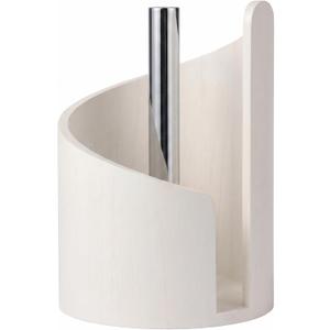 Paper Towel Holder Stand - Premium Wood Base with Metal Arm, Countertop Organizer for Kitchen & Dining Table Holds Mega Rolls, Rustic Home Decor-White, 11.5"L x 8.25"W