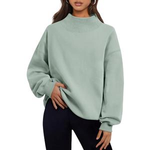 Trendy Queen Womens Oversized Sweatshirts Mock Neck Pullover Long Sleeve Tops Fall Fashion Outfits 2026 Clothes (Blue, XL)
