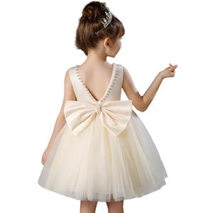 Flower Girl Dress Kids Satin Tulle Wedding Guest Party Birthday Bridesmaid Communion Pageant Prom Ball Gown Maxi (4T)