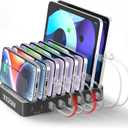 Unitek 8 Port USB Charger Dock - 2 PD 20W USB-C + 6 USB-A Ports Fast Charging Station for iPhone, iPad, Samsung Devices - Black Multi Tablet Holder & Organizer