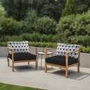 idee-home Outdoor Cushions for Patio Furniture, Outdoor Seat Cushion, Waterproof Hampton Bay Deep Seat Replacement Couch Chair Cushions for Garden Lawn Backyard Deck, 26.5 x 26.5 Black Pattern (Leaf Geometry Black)