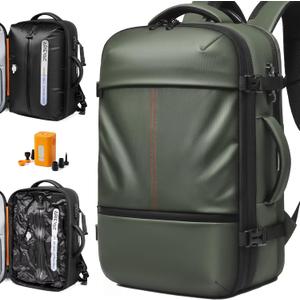 IKYWT Vacuum Seal Backpack Travel with Ultra-Power Pump, 80L Expandable Travel Backpack with Vacuum System w/TSA Lock (Green)