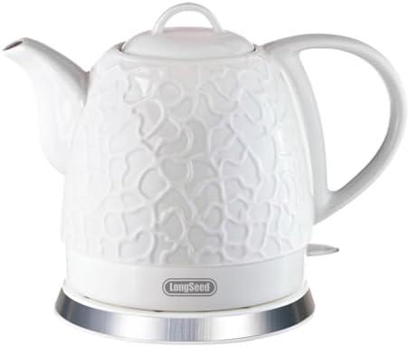 LONGSEED Ceramic Electric Kettle 1.0L(34oz), 1000W Fast Boiling, Automatic Shut-Off &, BPA-Free, Cordless Water Boiler, Boil Dry Protection, Pot with LED Indicator for Home Office Kitchen