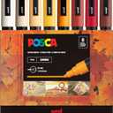 Posca Markers Set, 8 Medium Paint Markers 5M  Warm Tones  Ivory, Beige, Apricot, Ochre, Bright Yellow, Ruby Red, Dark Red, Cacao Brown