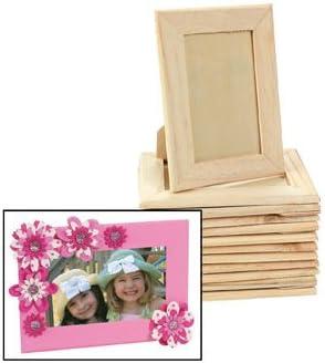 Fun Express Wooden Picture Frames Bulk Set of 12 - Unfinished Wood Frames 5x7 for DIY Crafts | Customizable Photo Frames for Kids Art Projects, School Activities & Family Creative Time | Natural Wood