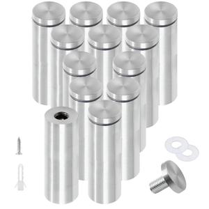 Luomorgo 12 Pcs 1" x 4" Stainless Steel Standoff Screws, Wall Sign Standoff Mounting Hardware, Silver