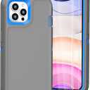 Tall silver for iPhone 11 Pro Max Case with [2 Screen Protector ], Military Grade Shockproof Heavy Duty Drop Protection Rugged Case 6.5"(LightGrey Blue)