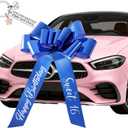 Giant Car Bow for Present Red Big Bows for Sweet 16, Birthday, New Car Surprise, Wrap Pull Bow 30 Inch Large Decorative Ribbon Bow for Girls, Teens (Metallic Blue)