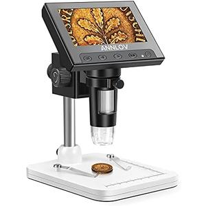 4.3 Inch Coin Microscope,ANNLOV 50X-1000X Magnification LCD Digital Microscope with 8 Adjustable LED Lights for Kids and Adults for Coin/Stamps/Plants/Soldering