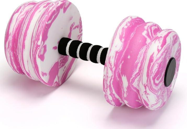 Aquatic Exercise Dumbbells Pink White Water Dumbbells, 2PCS Foam Barbells for Men Women Water Workouts