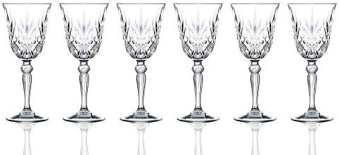 Lorenzo RCR Crystal Collection Water Glass Set Lorren Home Trends-Melodia, 6 Count (Pack of 1), Red Wine Goblet,7.5 fluid ounce