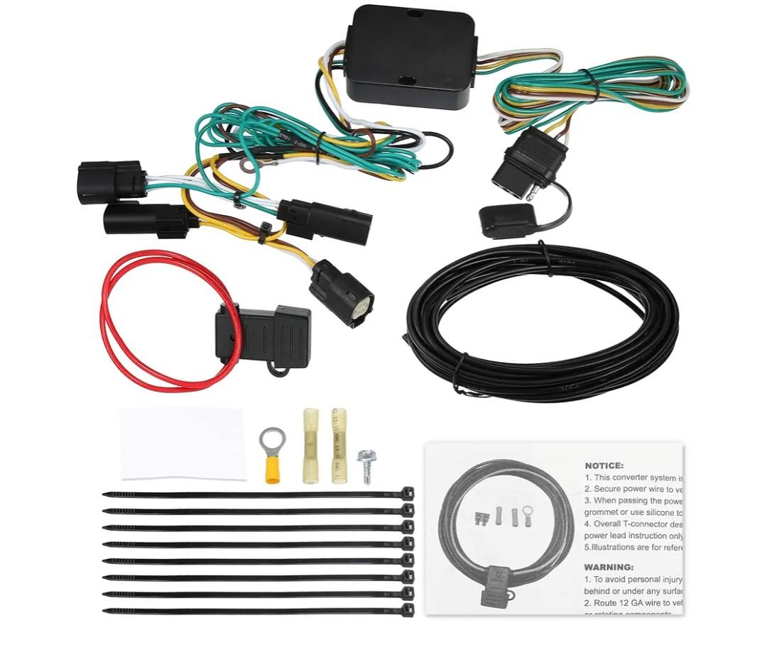 X AUTOHAUX 1 Set 118494 4-Pin 4 Way Trailer Wiring Harness Trailer Converter Towing Hitch Wiring for Ford Transit-150 250 2015-2022