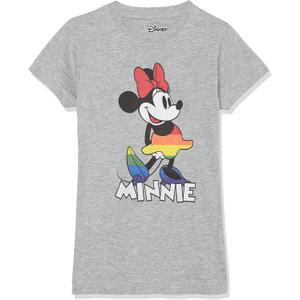 Disney Little, Big Mouse Minnie Dress Pride Girls Short Sleeve Tee Shirt (X-Small, Athletic Heather)