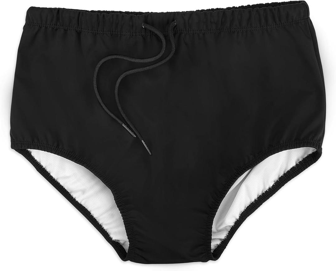 AQX Reusable Adult Swim Diapers Special Needs, Plastic Diaper Cover Leakproof, Swimmers Nappy Rubber Pant for Incontinence Protection Unisex (S, Black) (Small)