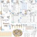 Funnymoom 426 Pcs Airplane Baby Shower Games Set-8 Games Includes Baby Shower Bingo Price is Right Guess Who Word Scramble Prediction and Advice How Big is Mommy's Belly Don't Say the Words