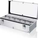 Funrous 100/50/20 Slabs Aluminum Coin Storage Box Case for Slab Holders Storage Collection Supplies Coin SlabStorage Box for Collectors(50 Coins,Silver)