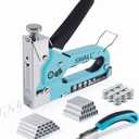 SHALL Staple Gun Heavy Duty, 3-in-1 Upholstery Staple Gun Kit with 3000 Staples, Staple Remover, Manual Brad Nailer with Specific Staples Outlet Position Indicator (Blue)