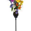32 Inch Solar Powered Cross Grave Stake Decoration Lighted Cemetery Stake with Colorful Artificial Wildflowers Daisies, Floral Arrangement for Garden Cemetery and Memorial