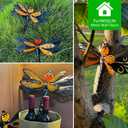FUNWILDLIFE Metal Dragonfly Wall Decor - 2 Pack 13.7" Novel Design Pumpkin-headed Dragonfly Decor for Outdoor, 2 Layer Metal Hanging Decoration for Garden Yard Living Room Bedroom Patio Balcony