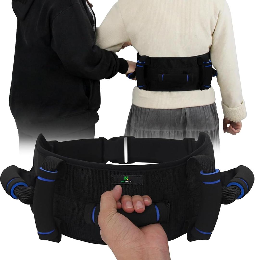Gait Belt Transfer Belt for Seniors, Gate Belt for Elderly Lift Belts for Physical Therapy with Quick Release Anti-Slip Function Standing Aids & Support for Elderly Handicap Patient Care (5 Handles)