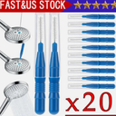 20pcs Shower Head Cleaner Tools, Anti-Clogging Cleaning Brushes with 10 Multi-Size Unclogging Showerhead Cleaner Picks for Shower Head Nozzle Small Holes Cleaning Tools Set for Bathroom (Blue),Pack of 2