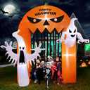 10FT Halloween Inflatables Ghost Archway: Halloween Decorations Outdoor Indoor, Blow Up Inflatable Scary Pumpkin with Builtin LED Lights for Yard Garden Lawn Party Home Decor