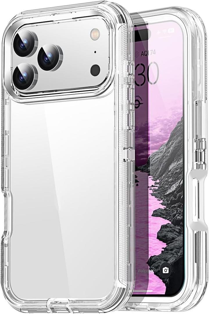 AICase for iPhone 17 Pro Max Case Clear 3 in 1 Heavy Duty Drop Protection Full Body Rugged Shockproof/Dust Proof 3-Layer Military Protective Tough Durable Cover for iPhone 17 Pro Max 6.3"_910