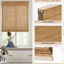 LazBlinds No Tools No Drill Cordless Bamboo Roman Shades, Light Filtering Window Treatment, Roll Up Bamboo Blinds for Window 25'' W x 64'' H, Tuscan B